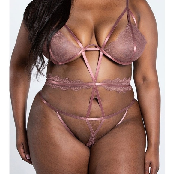 Roma Confidential Sexy Plus Size Cut Loose Eyelash Lace Teddy Size XXL Mauve NWT - Picture 3 of 5